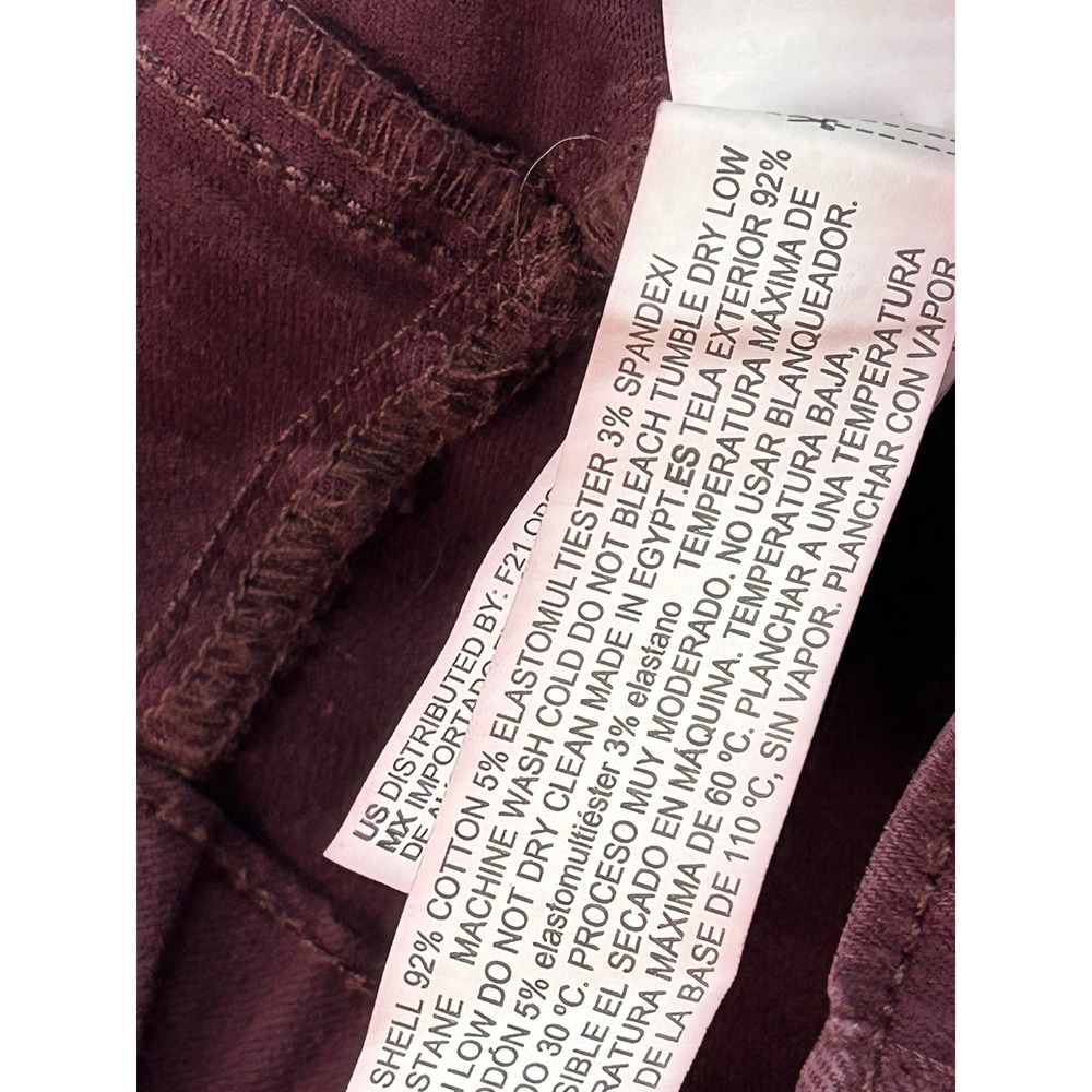 Forever 21 Womens Jeans Sz 28 Burgundy Pocketless Flare High Rise Stretch Boho - Picture 12 of 12